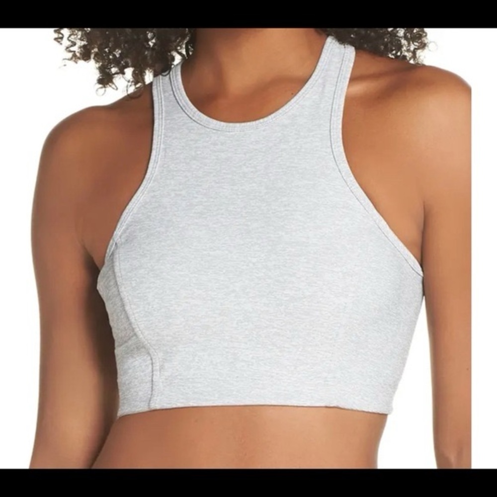 Outdoor Voices Light Grey Marled High Neck Sports Bra
